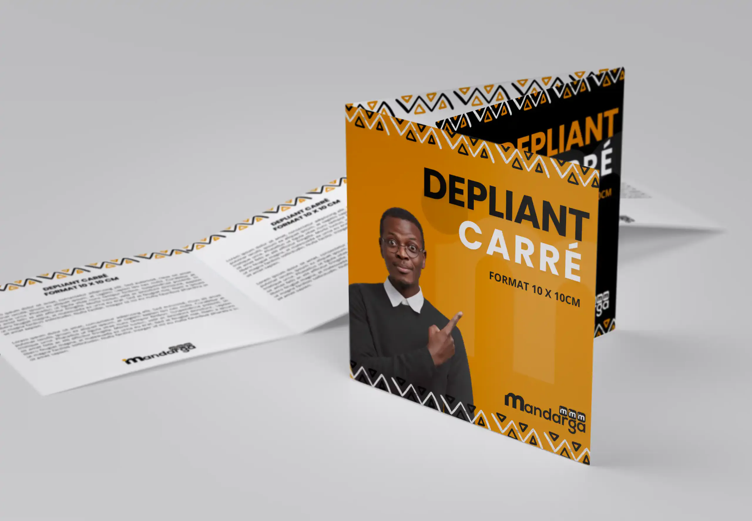 Dépliant 3 volets – Format carré roulé ou accordéon (10 x 10 cm) 135/170g